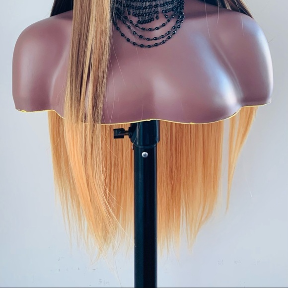 Long Straight 28” Ombre Brown Coral Premium Fiber Lace Front Wig - Picture 2 of 15